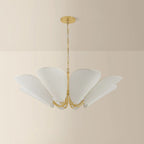 Mitzi Winifred 36.25 in. 8-Light Chandelier, Aged Brass with Gathered Off-White Cotton Shades