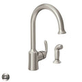 Open Box - Moen 87301SRS High Arc Kitchen Faucet with Side Spray and Metal Lever Handle from the Bayhill Collection