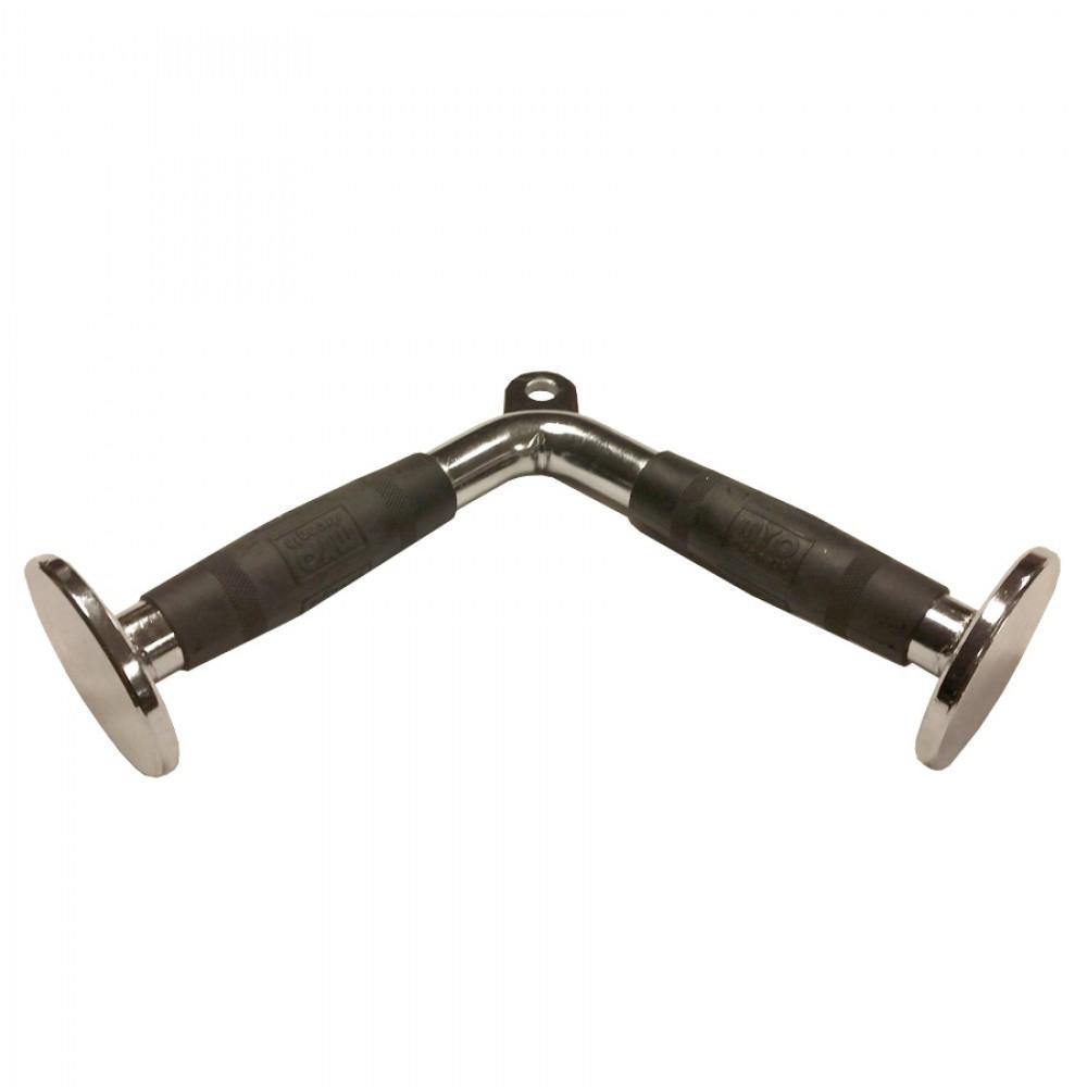 MYO Strength Cable Attachment - Angled Press Down Bar with End Plates - PU Grips