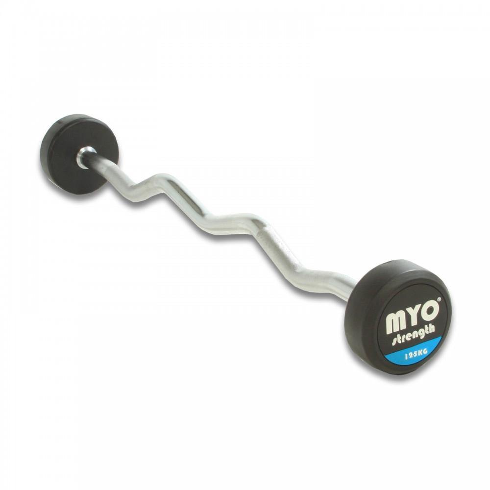 MYO Strength Rubber Barbell with PU End Cap - EZ Bar