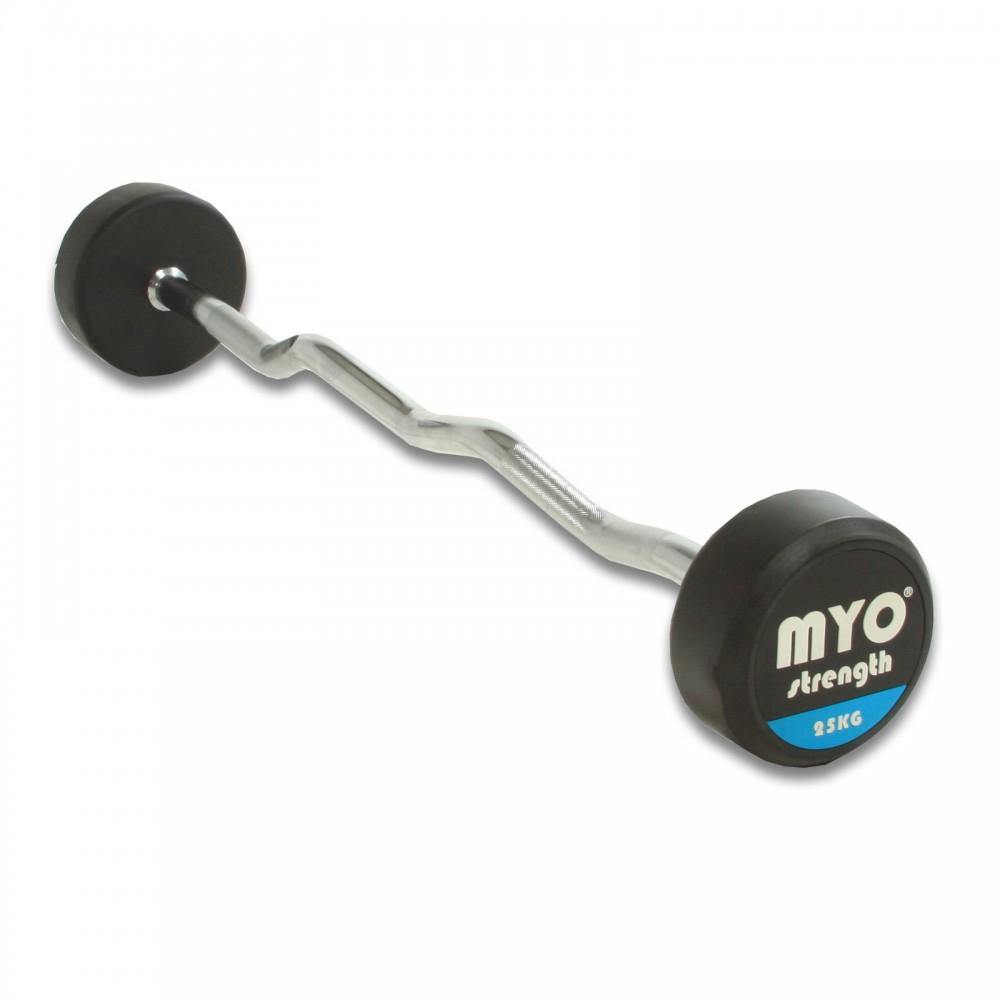 MYO Strength Rubber Barbell with PU End Cap - EZ Bar