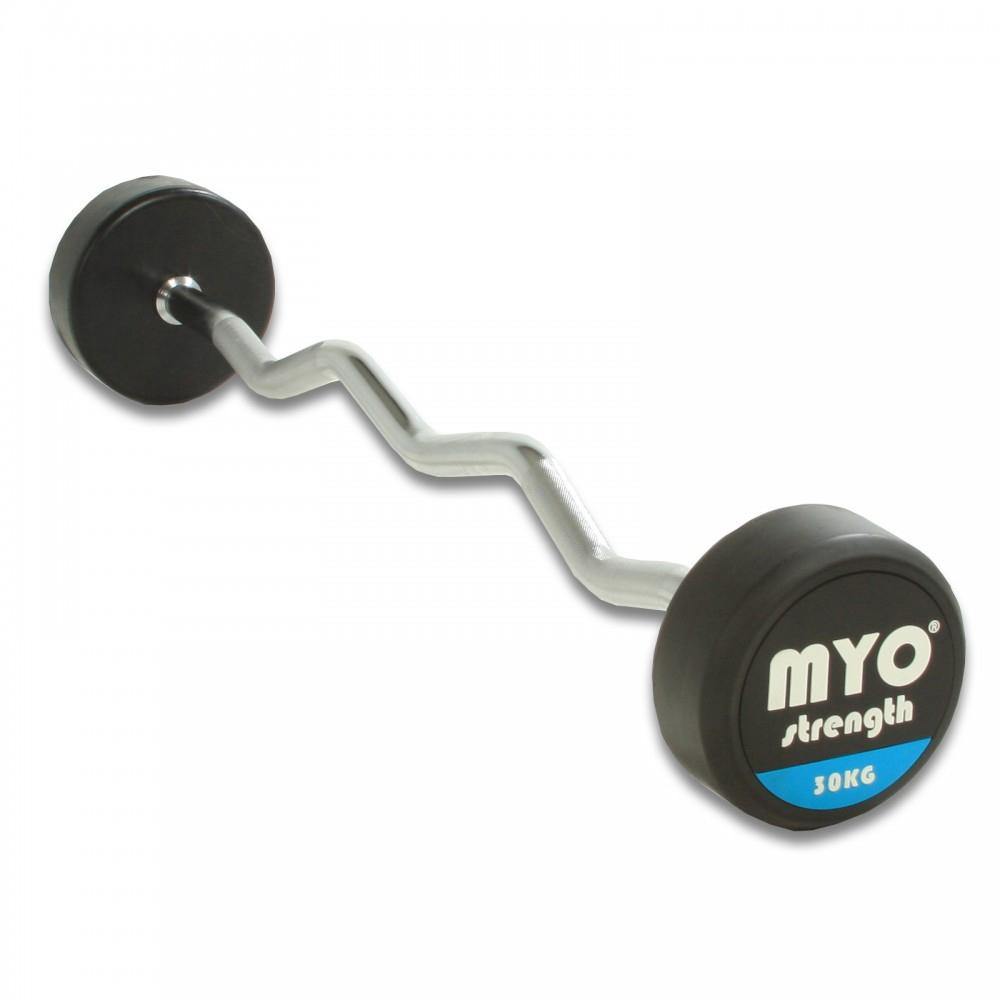 MYO Strength Rubber Barbell with PU End Cap - EZ Bar