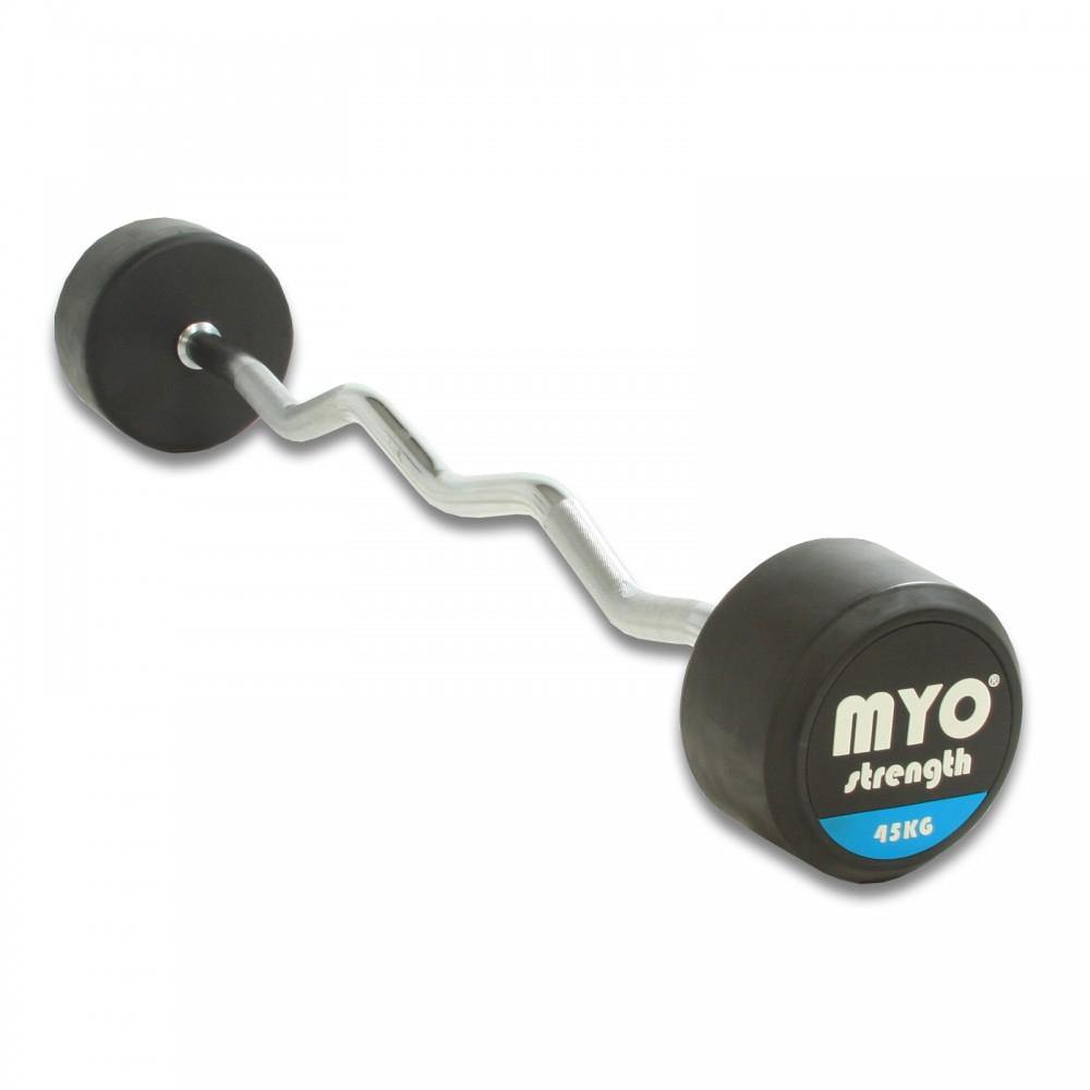 MYO Strength Rubber Barbell with PU End Cap - EZ Bar