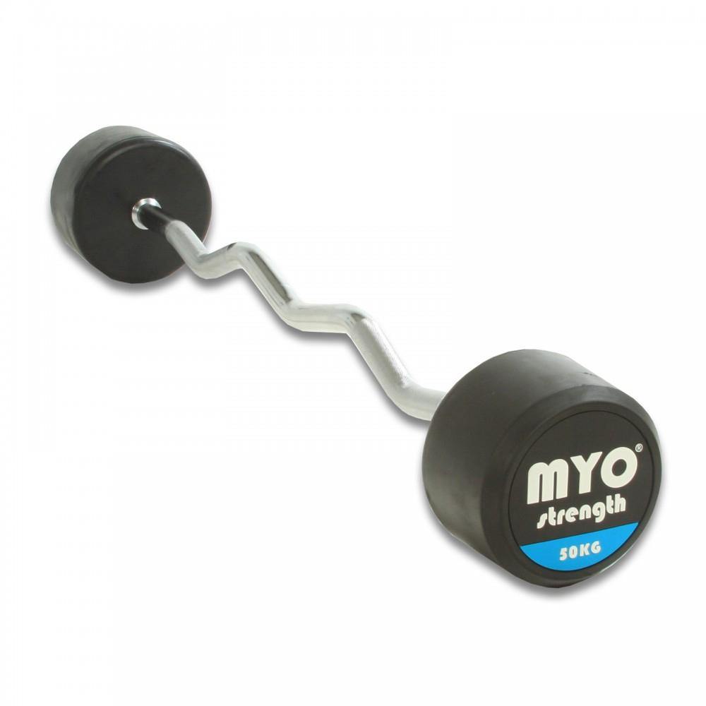 MYO Strength Rubber Barbell with PU End Cap - EZ Bar