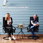 2-Piece Patio Dining Chairs, 360¡ã Swivel Rocking Chairs with Curved Armrests, Black