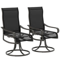 2-Piece Patio Dining Chairs, 360¡ã Swivel Rocking Chairs with Curved Armrests, Black