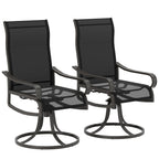 2-Piece Patio Dining Chairs, 360¡ã Swivel Rocking Chairs with Curved Armrests, Black