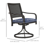 2 Pieces Patio Swivel Chairs with Cushion, Outdoor Rocker with Curved Armrests, Navy Blue