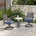 2 Pieces Patio Swivel Chairs with Cushion, Outdoor Rocker with Curved Armrests, Navy Blue