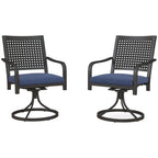 2 Pieces Patio Swivel Chairs with Cushion, Outdoor Rocker with Curved Armrests, Navy Blue