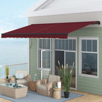 15' x 10' Retractable Awning with Manual Crank, 280gsm UV Resistant Fabric and Aluminum Frame, Wine Red