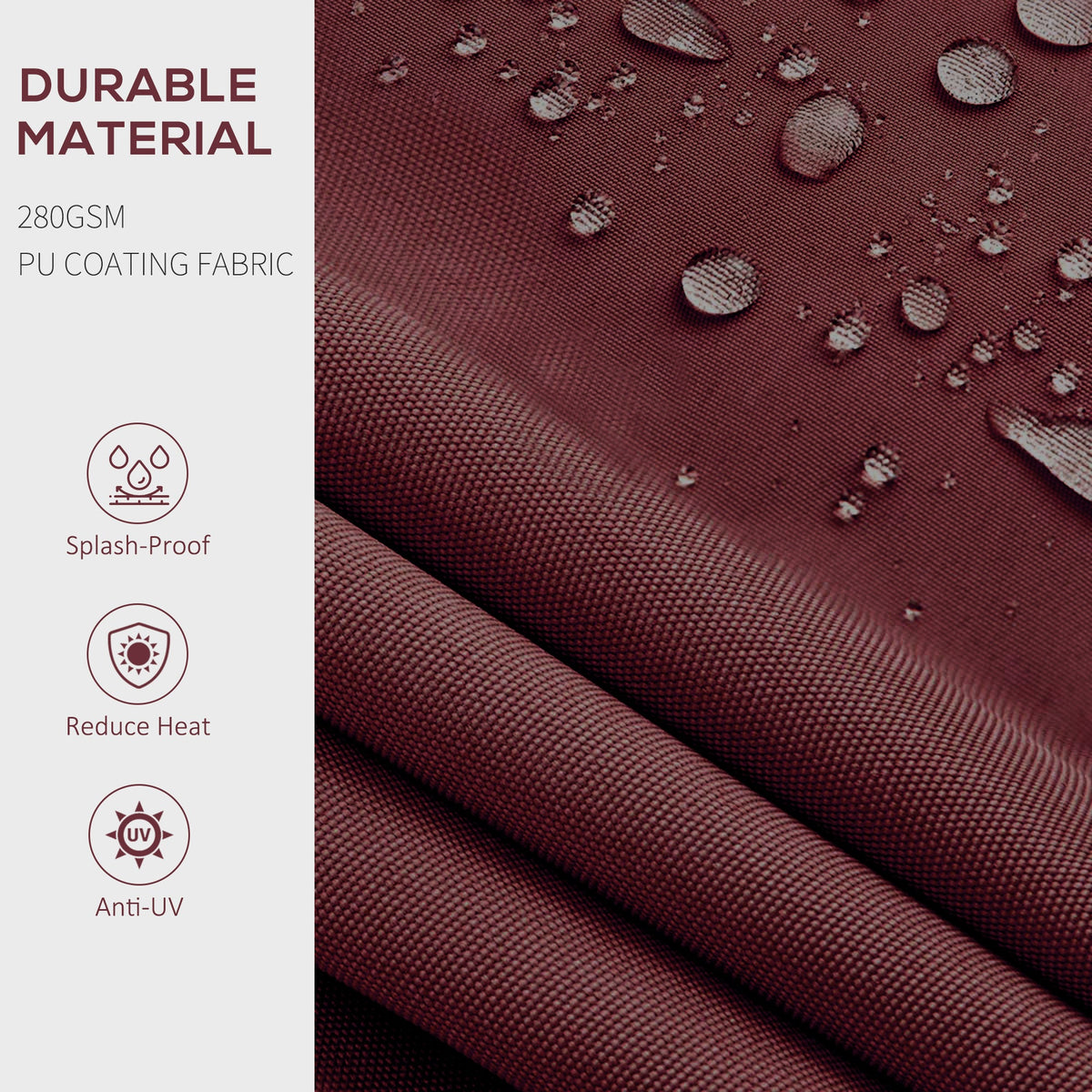 15' x 10' Retractable Awning with Manual Crank, 280gsm UV Resistant Fabric and Aluminum Frame, Wine Red