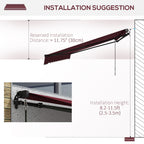 15' x 10' Retractable Awning with Manual Crank, 280gsm UV Resistant Fabric and Aluminum Frame, Wine Red
