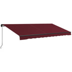 15' x 10' Retractable Awning with Manual Crank, 280gsm UV Resistant Fabric and Aluminum Frame, Wine Red