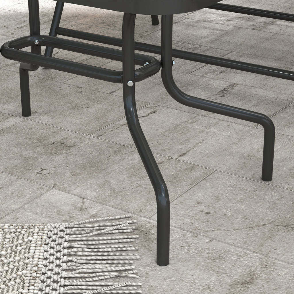 4 Piece Patio Furniture Set with Foldable Chairs & Glass Top Table, Mixed Grey