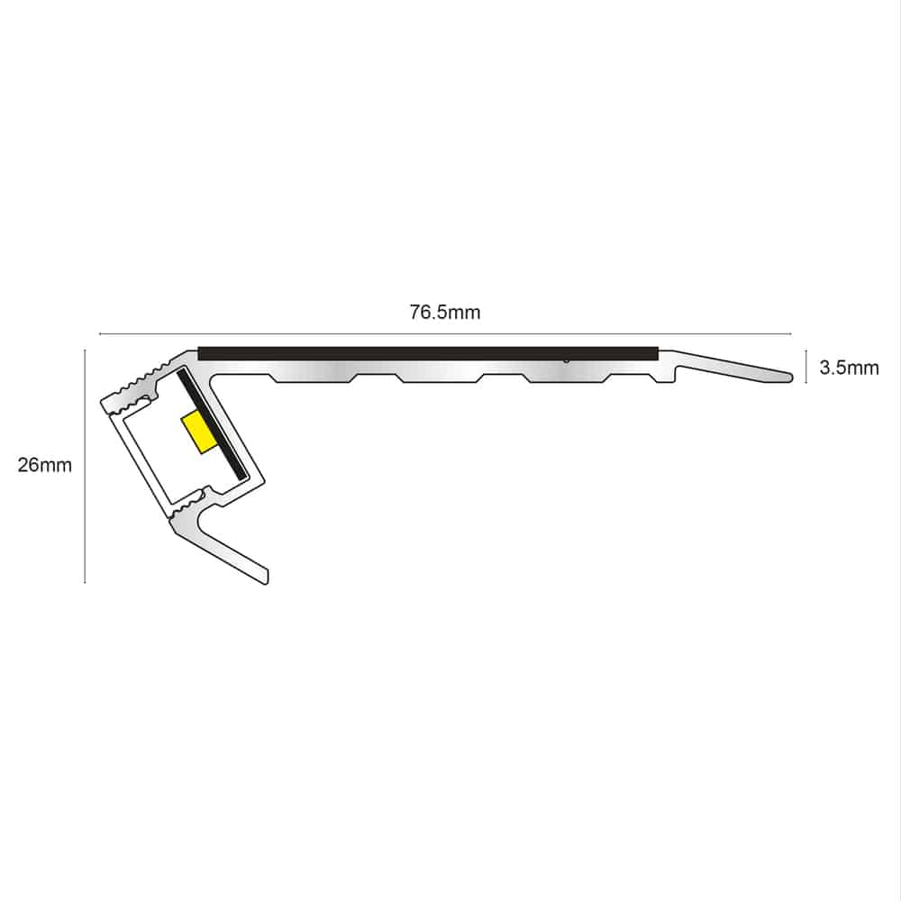 NALR50 - Vision Light Down - Tredsafe Non Slip 76.5x26mm Stair Nosing