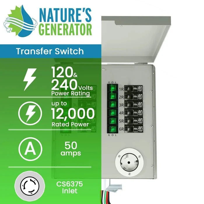 Natures Generator 12-Circuit 120/240V 50A Non-Automatic Power Transfer Switch