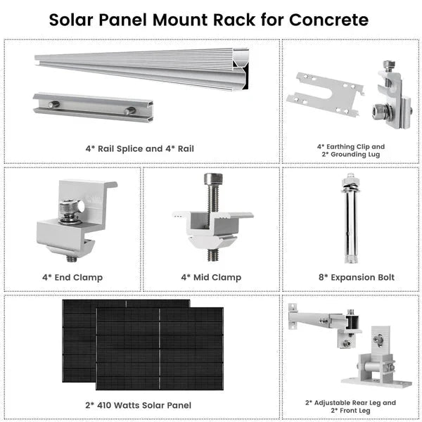 Natures Generator 2 x 410 Watt Monocrystalline Solar Panel With Solar Panel Mount Rack - Off Grid Stores