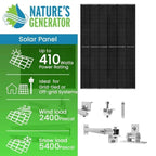 Natures Generator 2 x 410 Watt Monocrystalline Solar Panel  With Solar Panel Mount Rack