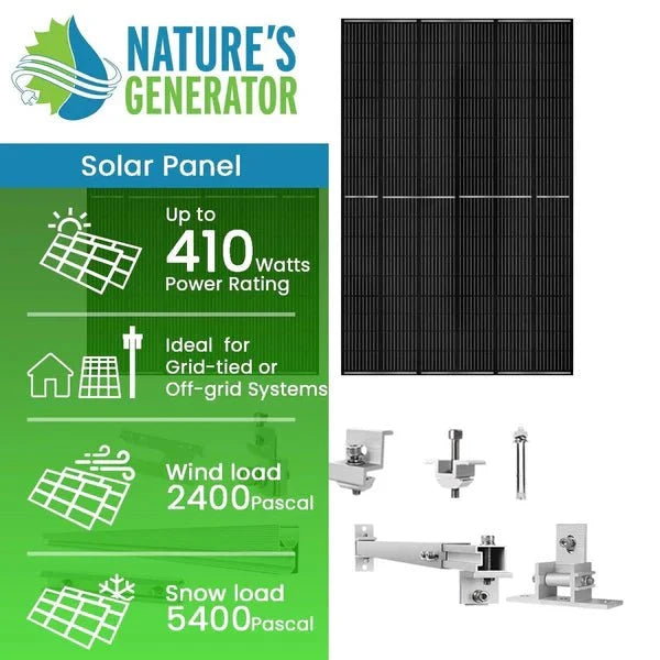Natures Generator 2 x 410 Watt Monocrystalline Solar Panel  With Solar Panel Mount Rack