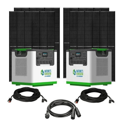 Natures Generator 2 x Lithium 3600 Solar Generator With 4 x 410W Monocrystalline Solar Panel