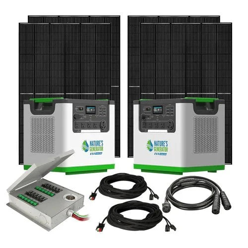 Natures Generator 2 x Lithium 3600 With 4 x 410W Monocrystalline Solar Panel + Transfer Switch (240V/7.2kW)