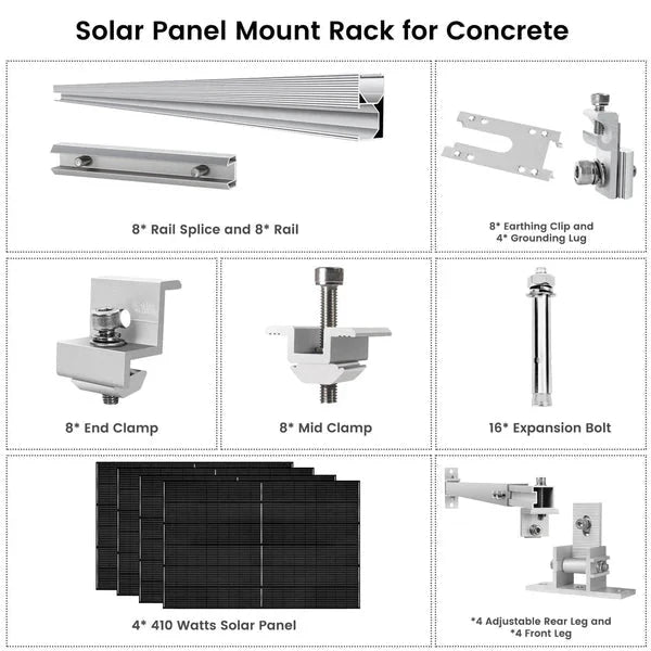 Natures Generator 4 x 410 Watt Monocrystalline Solar Panel With Solar Panel Mount Rack - Off Grid Stores