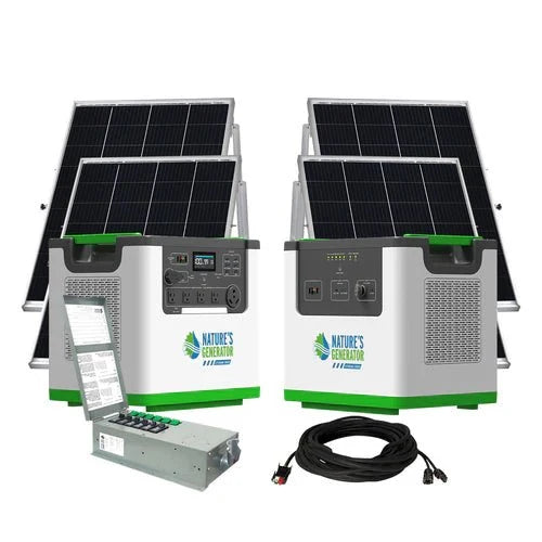 Natures Generator Lithium 3600 With Power Pod + 4 x 100W Monocrystalline Solar Panel + Transfer Switch