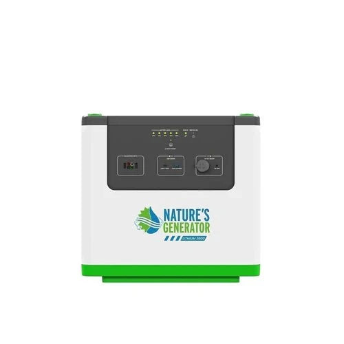 Natures Generator Lithium 3600 With Power Pod + 4 x 410W Monocrystalline Solar Panel + Wind Turbine