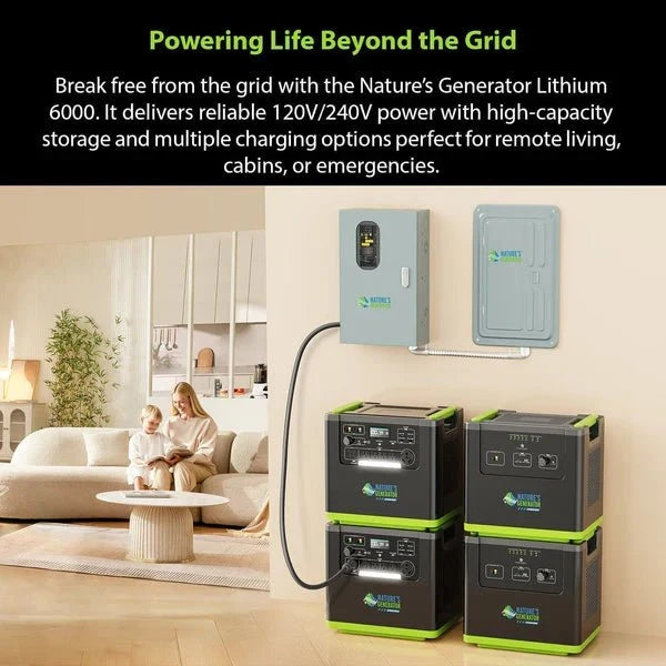 Natures Generator Lithium 6000 Solar Generator With Transfer Switch