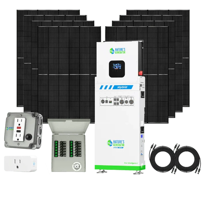 Natures Generator MyGrid 10k + 8 x 410W Rigid Panels + 50A Manual Transfer Switch + GFCI Box + Smart Plug