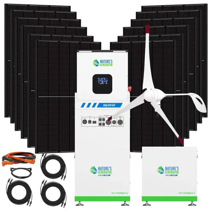 Natures Generator MyGrid 10K + Solar Battery + 12 x 410W Rigid Solar Panel + 350W Wind Turbine
