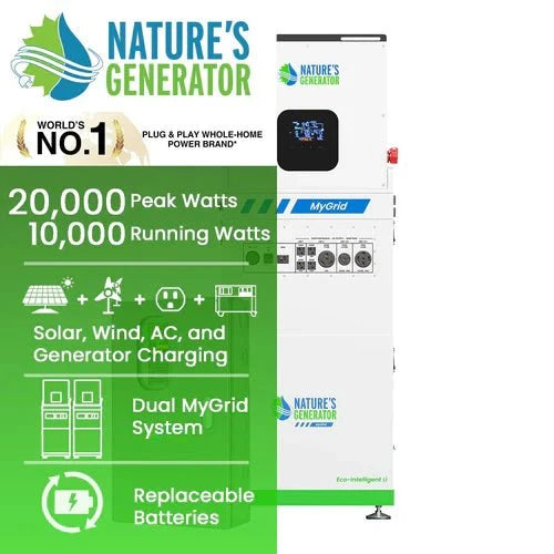 Natures Generator MyGrid 10K With Solar Battery + 50A Automatic Transfer Switch