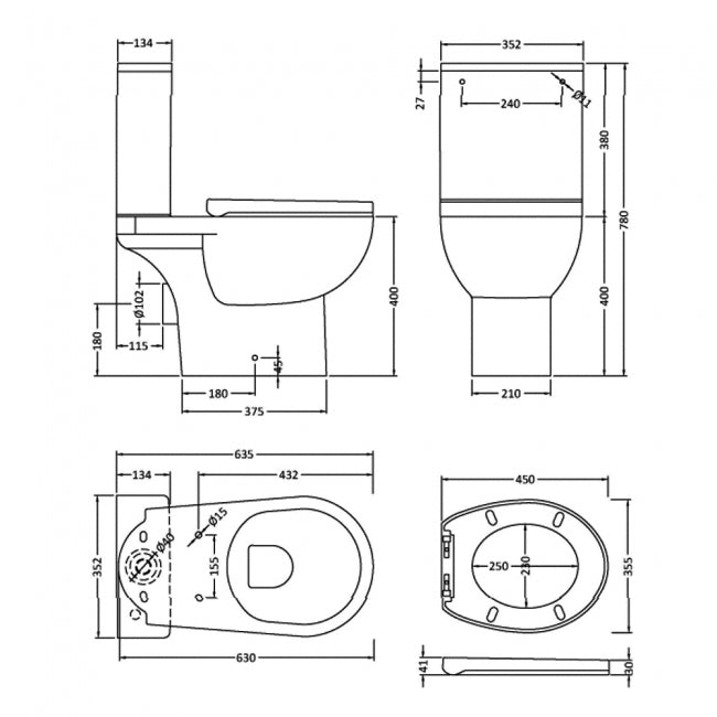 Alca Close Coupled Toilet with Soft Close Seat & Cistern - White
