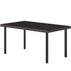 Metal Outdoor Side Table, Rectangle Patio Coffee Table with Woodgrain Tabletop, Brown