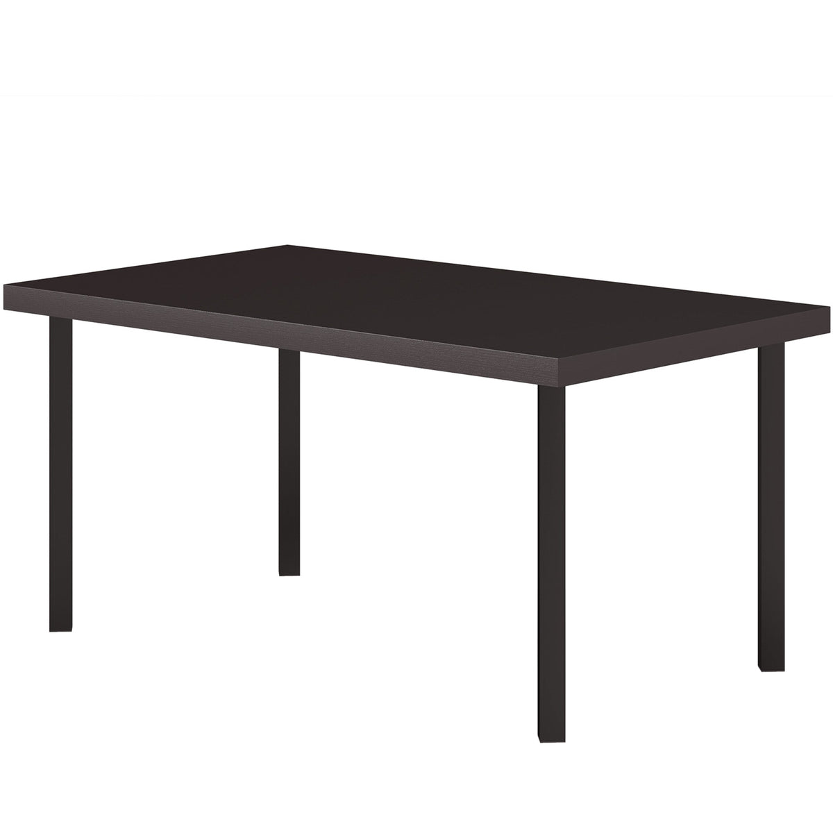 Metal Outdoor Side Table, Rectangle Patio Coffee Table with Woodgrain Tabletop, Brown