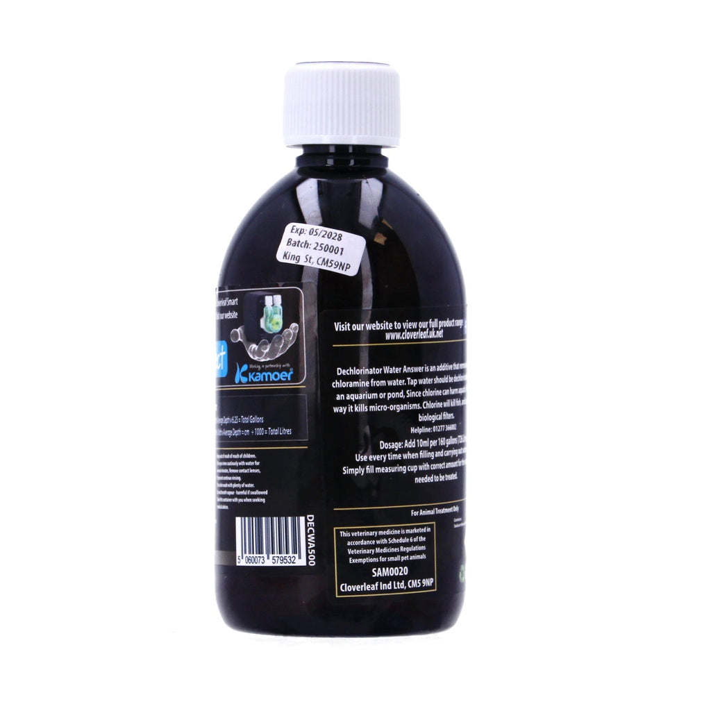 Cloverleaf Dechlorinator Water Answer Pond Treatment Tap Safe 250ml & 500ml