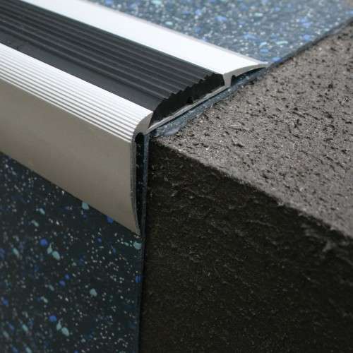 NRE05 54 x 30mm Anodised Aluminium Non Slip Rubber Stair Nosing Edge Trim