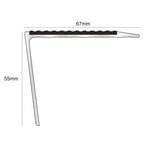 NSL26 Tredsafe Aluminium Non Slip Stair Nosing Edge Trim 67 x 55mm DDA Compliant with PVC Insert Rakeback