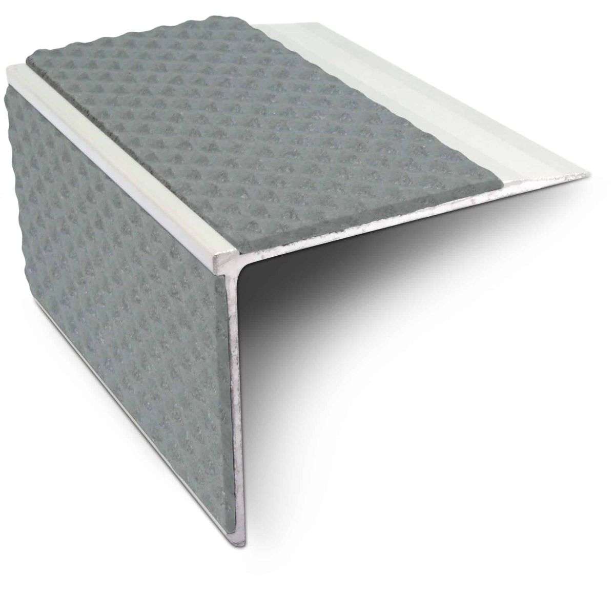 NSL27 Tredsafe Aluminium Non Slip Stair Nosing Edge Trim 75 x 58mm DDA Compliant with PVC Insert
