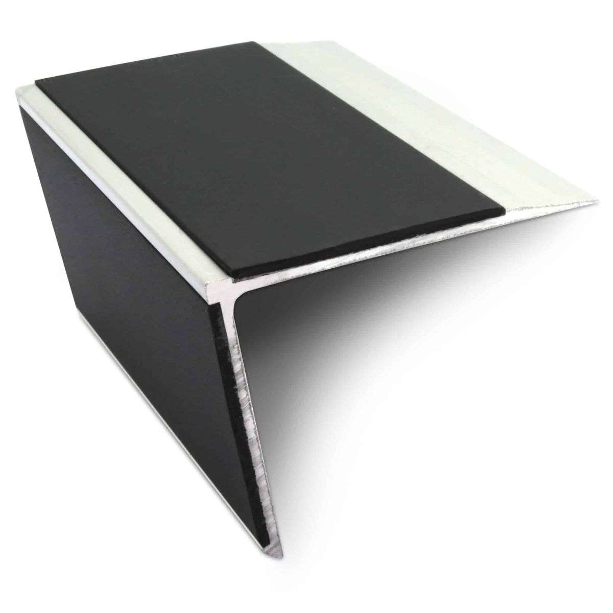 NSL28 Aluminium Non Slip Stair Nosing Edge Trim 75 x 58mm DDA Compliant with PVC Insert Rakeback