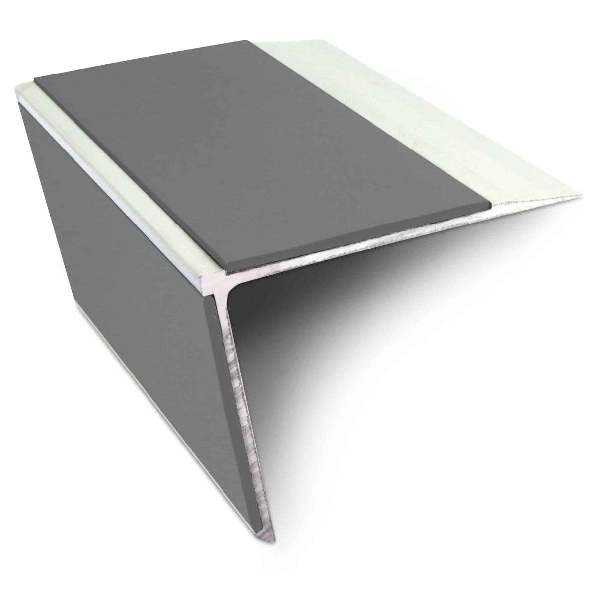 NSL28 Aluminium Non Slip Stair Nosing Edge Trim 75 x 58mm DDA Compliant with PVC Insert Rakeback