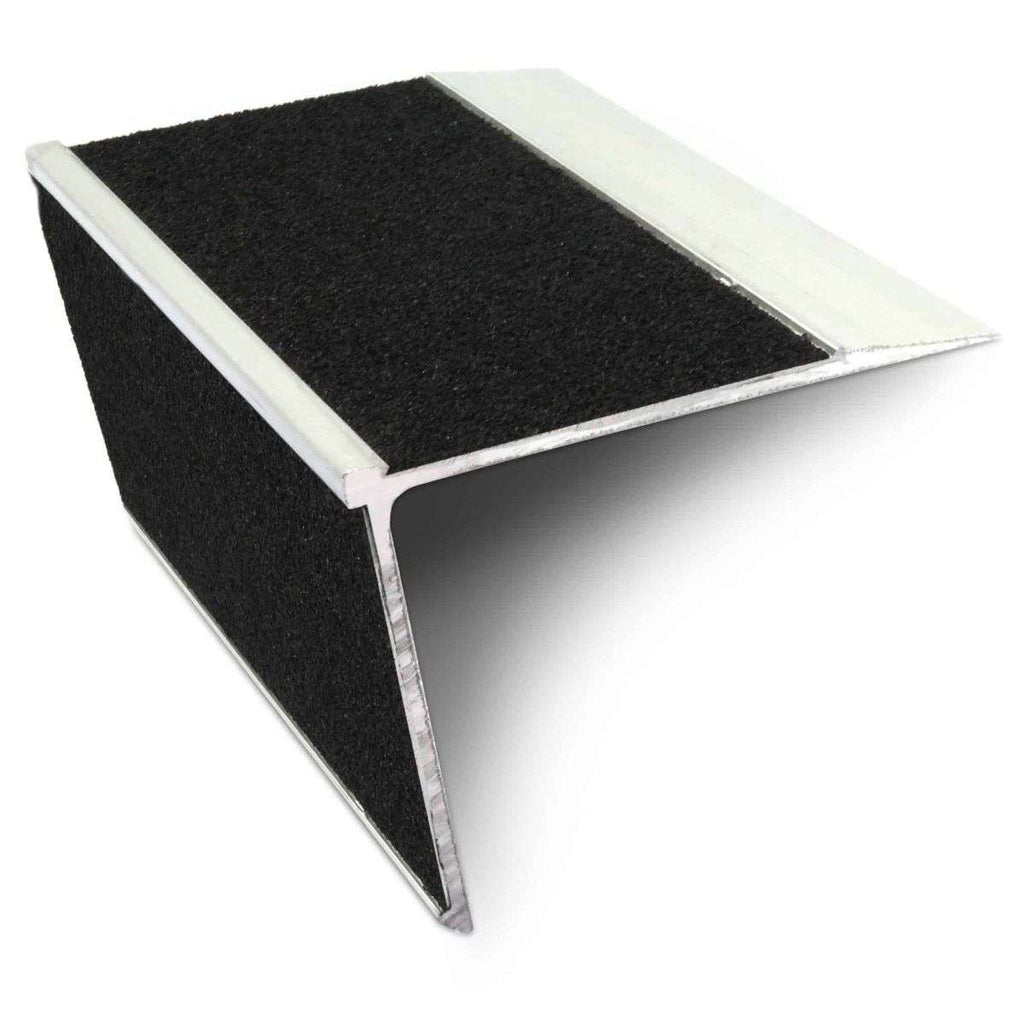 NSL28 Aluminium Non Slip Stair Nosing Edge Trim 75 x 58mm DDA Compliant with PVC Insert Rakeback