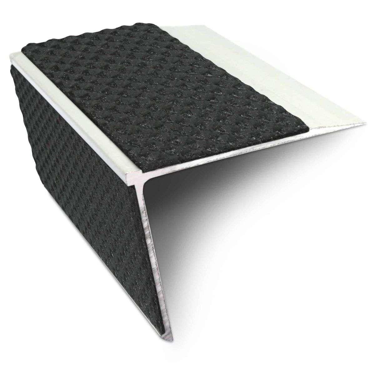 NSL28 Tredsafe Aluminium Non Slip Stair Nosing Edge Trim 75 x 58mm DDA Compliant with PVC Insert Rakeback