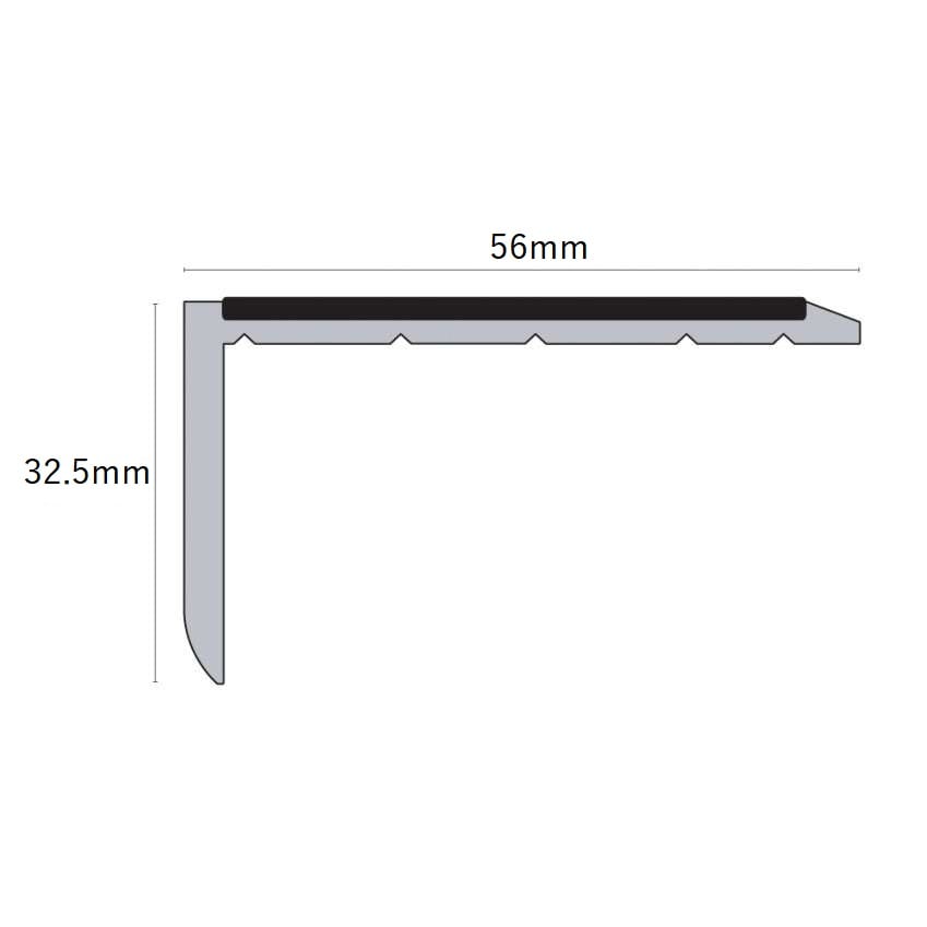 NSP Slimline Hard Nose PVC Non Slip Stair Nosing 56 x 32.5mm