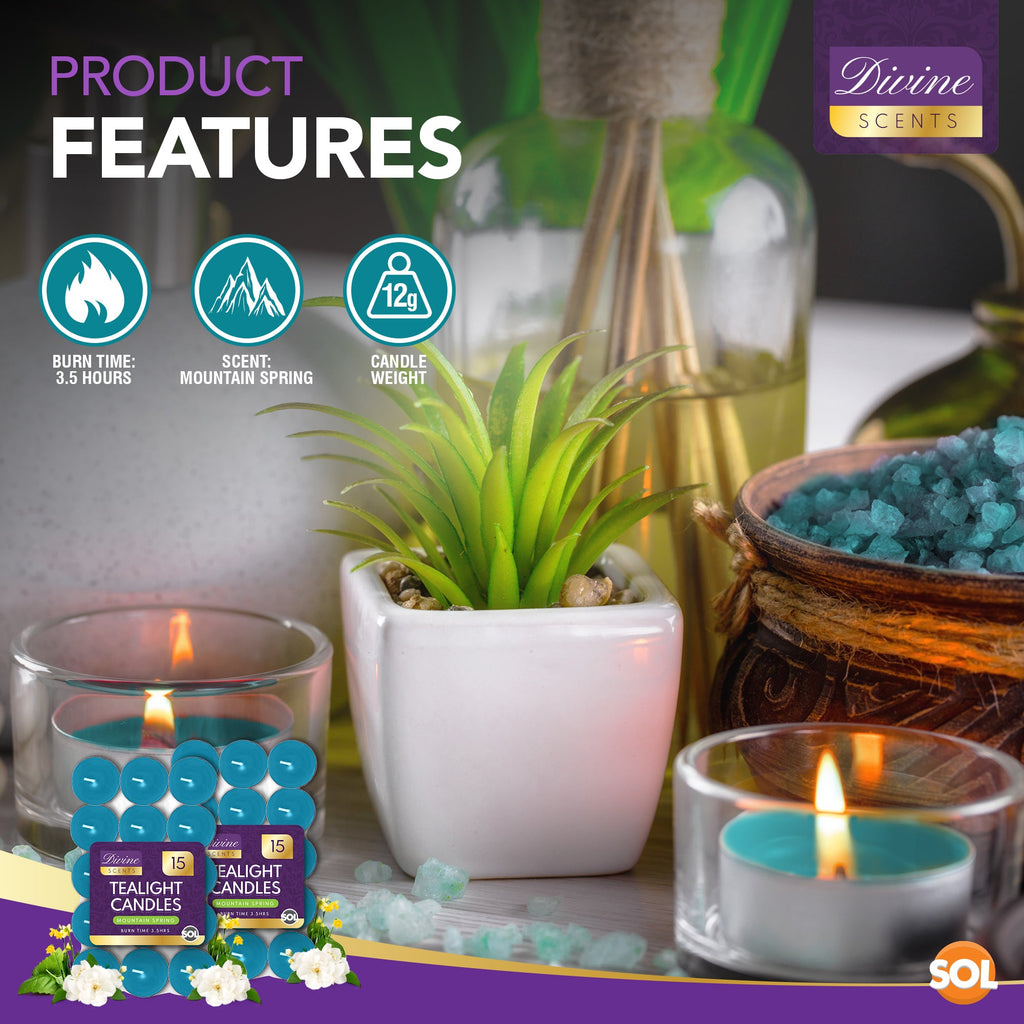 Scented Tea Light Candles | 4 Hour Burn Fragrance | 15-30 Pack