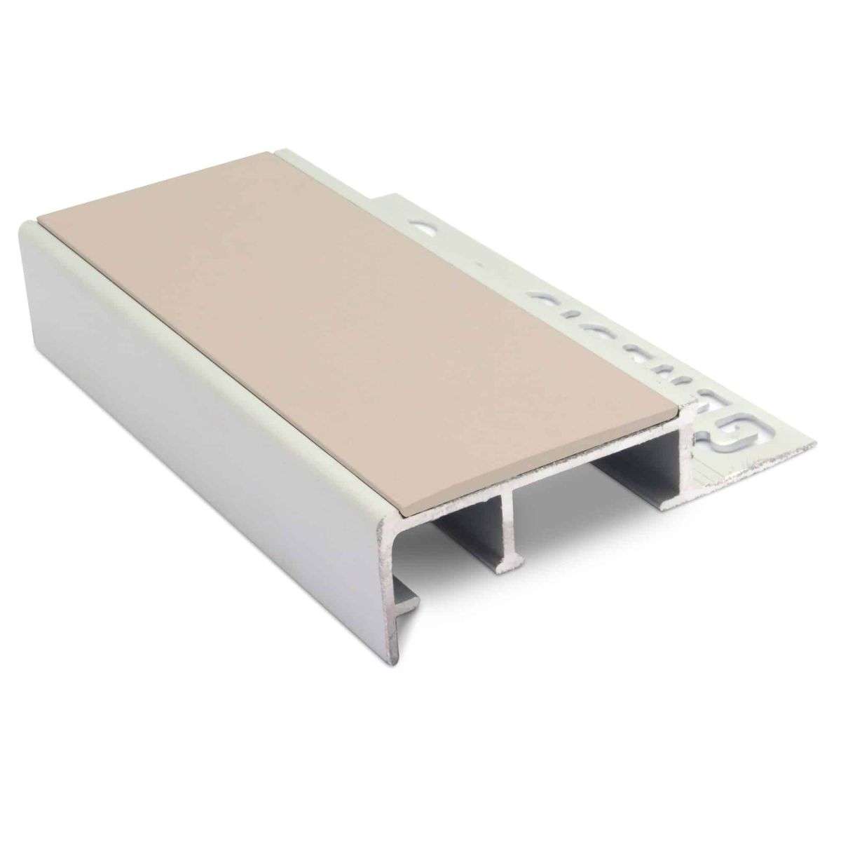 NTS 2.8m Slimline Ceramic Tile-In Non-Slip Aluminium Stair Nosing – PVC Insert