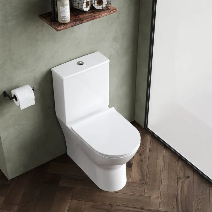 Sigma Flush To Wall Close Coupled Toilet with Soft Close Seat & Cistern - White