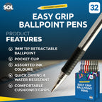Retractable Ballpoint Pens | Mixed Colours | 16 Pack