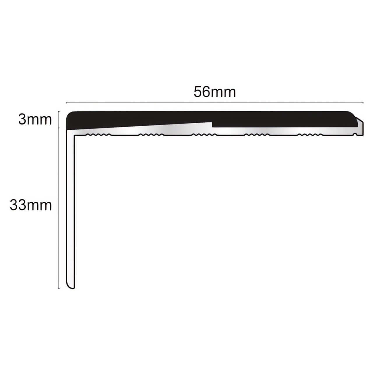 Frontier NXFS01 – 56 x 33mm Straight Aluminium Safety Stair Nosing